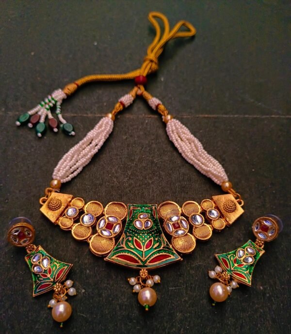 antique kundan rajasthani jewellery set for girl and women