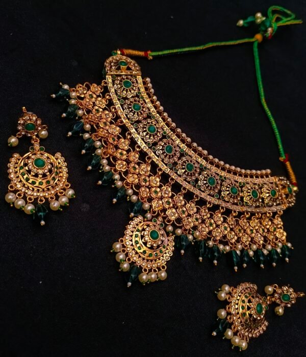 one gram gold polish plated rajwadi haar set