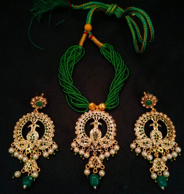 one gram gold polish jadu peacock design necklace set