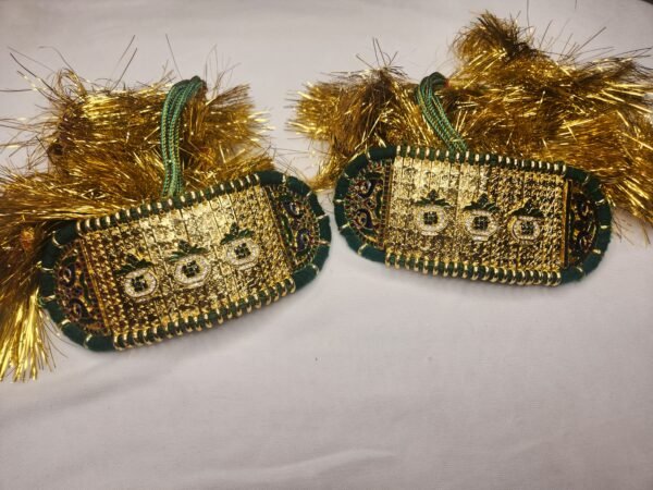 One Gram Gold Polish Plated Green Rajasthani Jodu Set For Bridel - Image 2