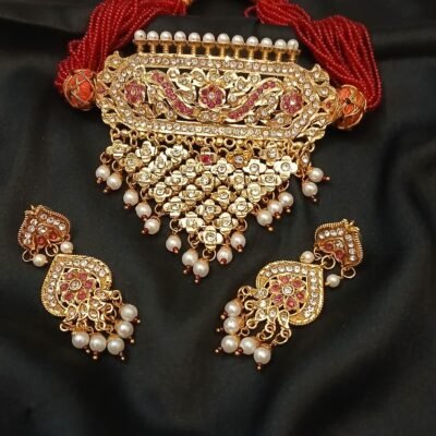 One Gram Gold Polish Plated Rajasthani Jadau Necklace