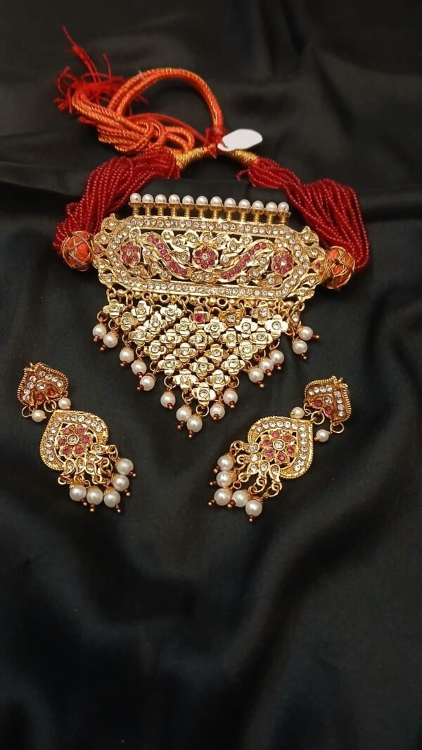 One Gram Gold Polish Plated Rajasthani Jadau Necklace