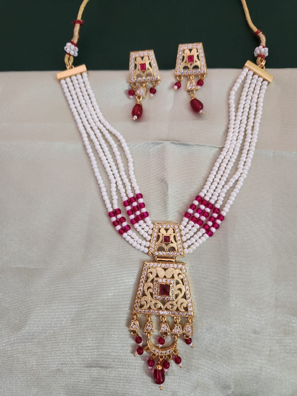 One Gram Gold Polish Plated Rajasthani Short Raani Haar set - Image 2