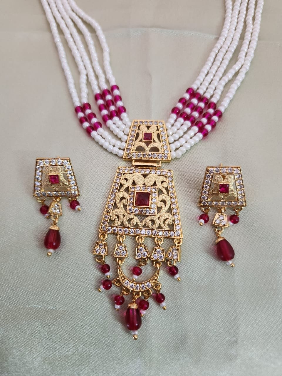 One Gram Gold Polish Plated Rajasthani Short Raani Haar set