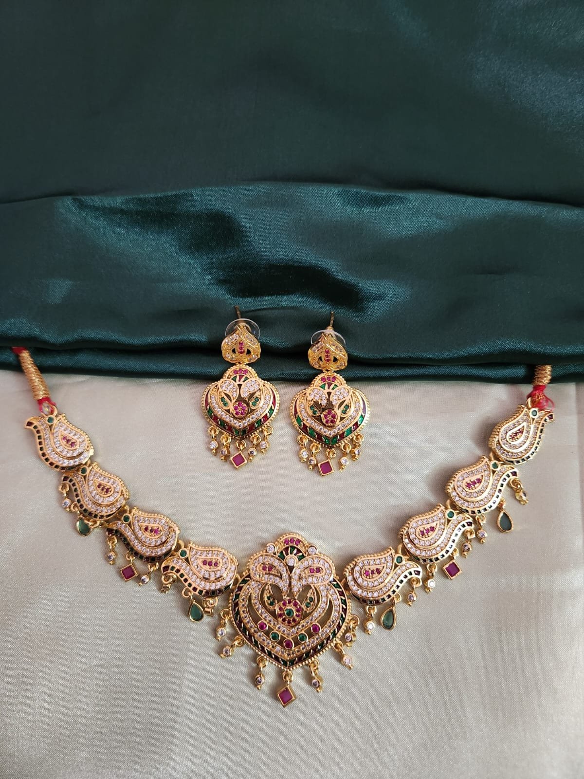 One Gram Gold Polish Plated Rajasthani Haar With earrings
